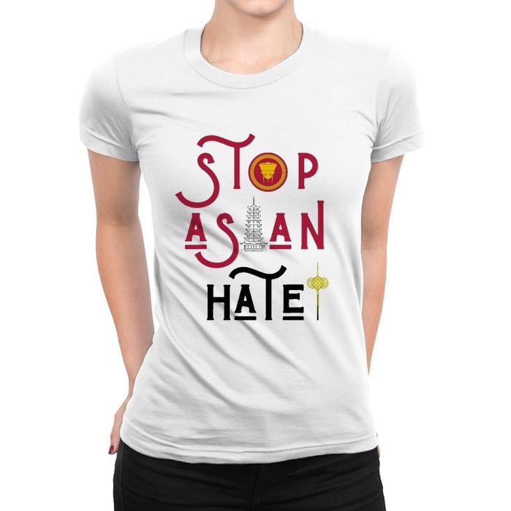 Stop Asian Hate Americans Support Asians Vintage Retro Peace Women T-shirt