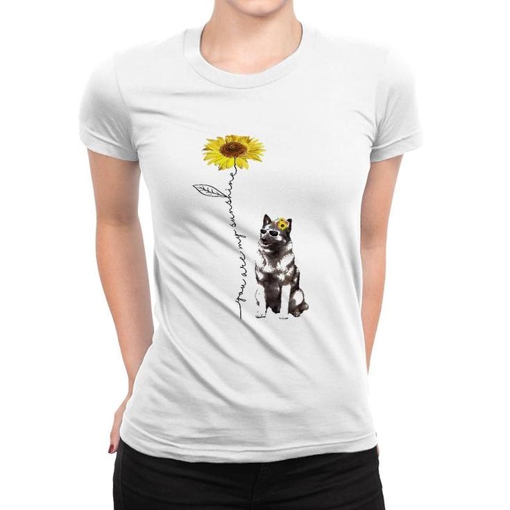 Sunflower And Norwegian Elkhound Women T-shirt