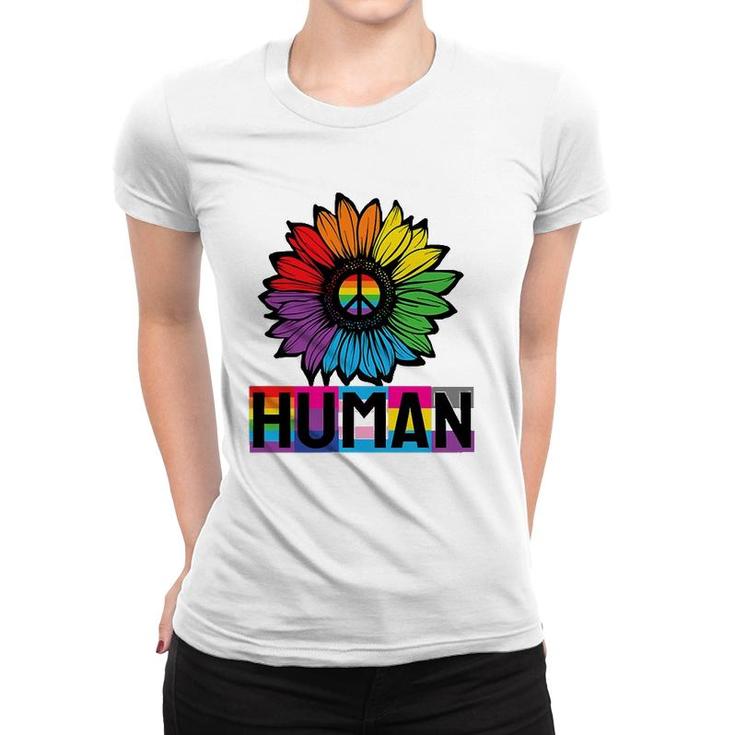 Sunflower Human Lgbt Flag Gay Pride Month Lgbtq Women T-shirt