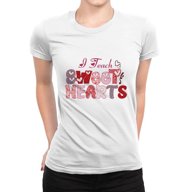 Teach Sweet Hearts Teacher Red Leopard Women T-shirt