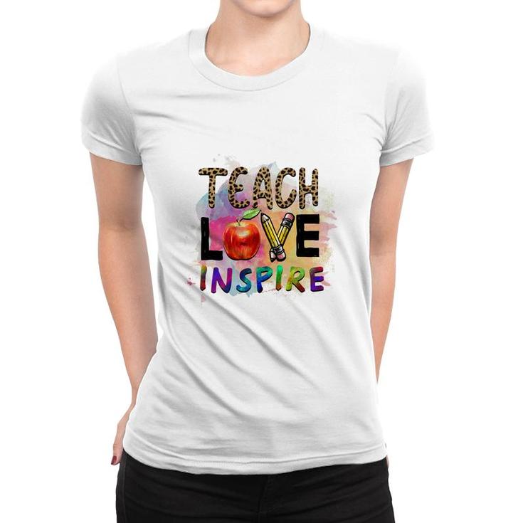 Teacher Leopard Teach Love Apple Great Women T-shirt