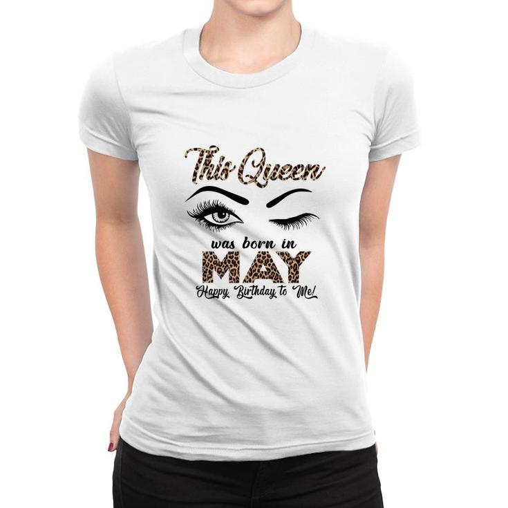This Queen Was Born In May Leopard Letters Design Women T-shirt
