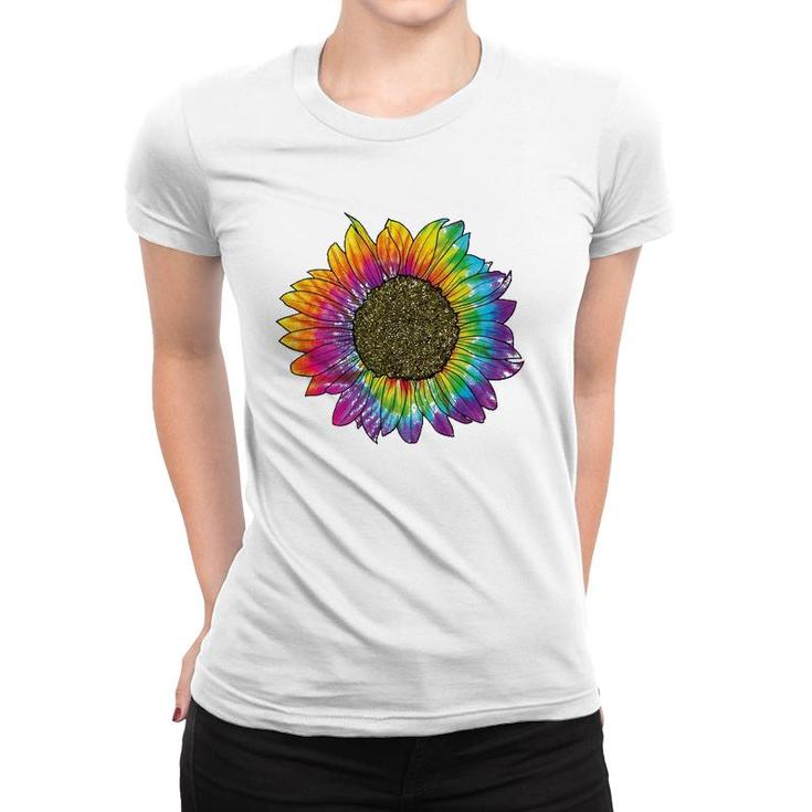 Tie Dye Sunflower Peace Love 60S 70S Hippie Retro Vintage Women T-shirt