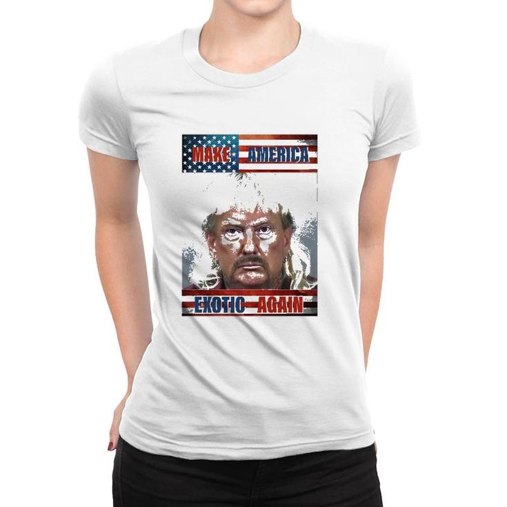 Trump Make America Exotic Again Usa Flag Women T-shirt