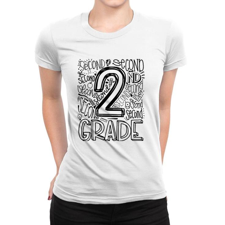 Typography 2Nd Grade Teacher Student Back To School Women T-shirt