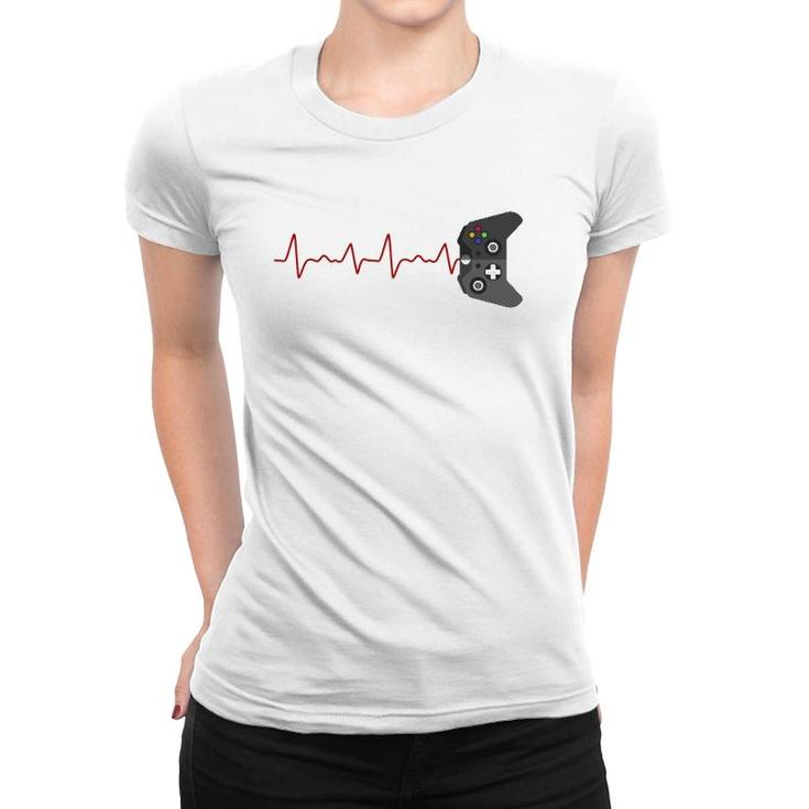 Video Game Lover Gifts Gamer Heartbeat Gaming Women T-shirt