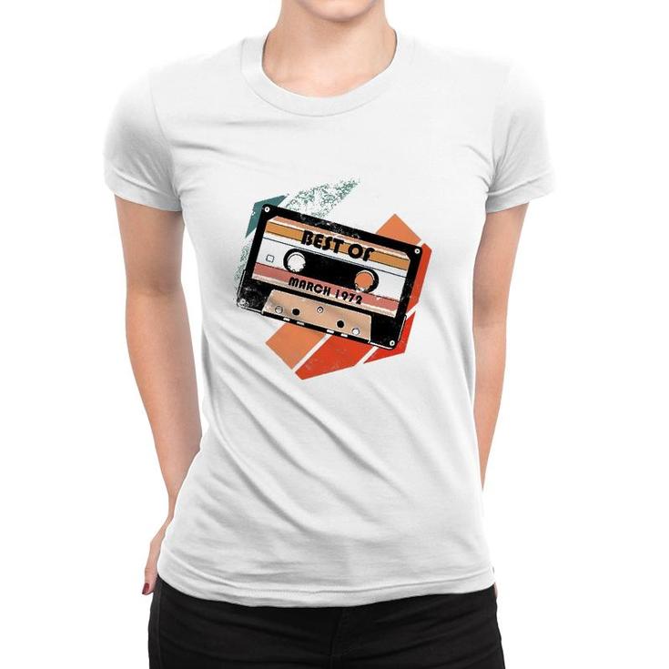 Vintage Best Of March 1972 Cassette Retro Birthday Tape Women T-shirt