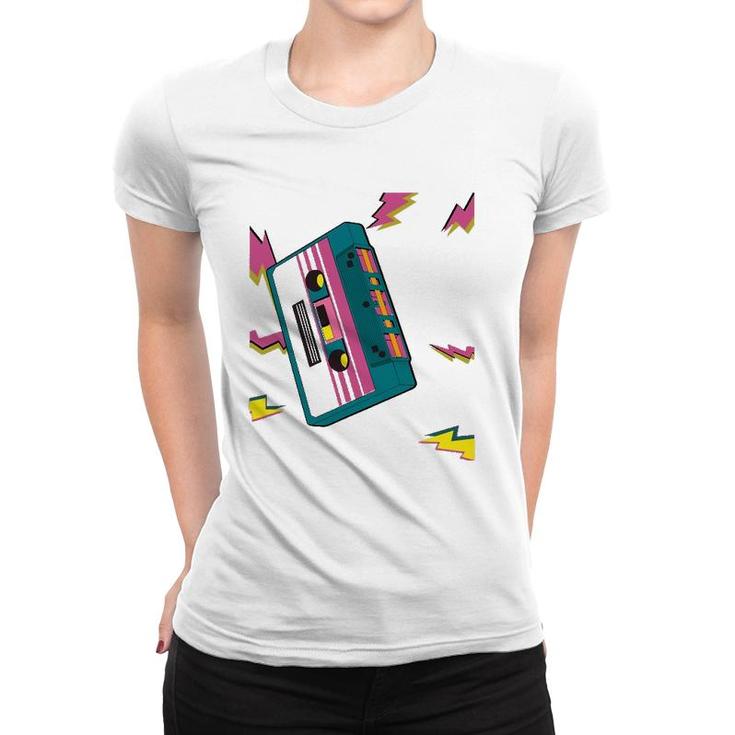 Vintage Cassette Tape In 80S 90S Retro Neon Style Women T-shirt