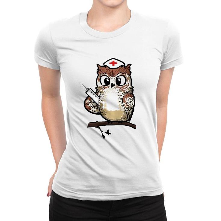Women Funny Owl Nursing Gift Proud Night Shift Nurse Women T-shirt