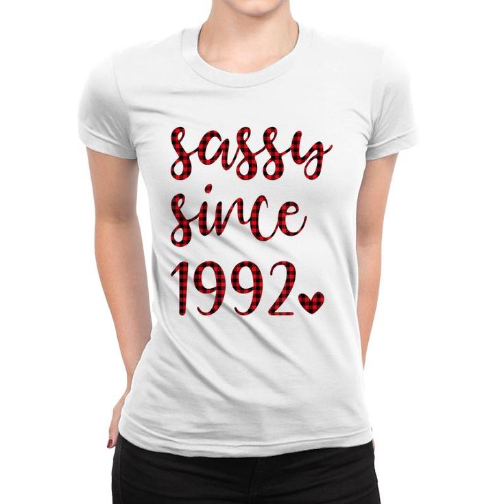 Women Vintage Sassy Since 1992 Buffalo Plaid Birthday Party  Women T-shirt
