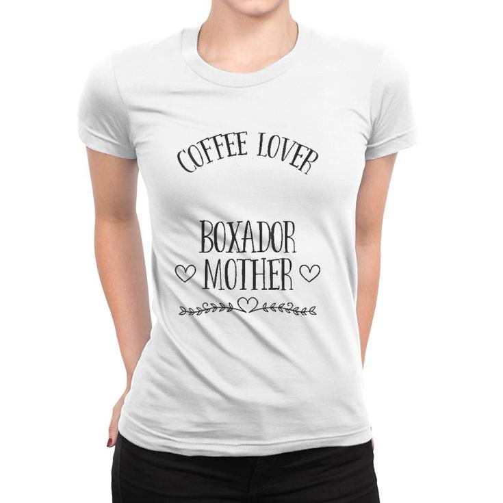 Womens Boxador Mom Dog & Coffee Lover Gift Funny Slogan Pun Gift V-Neck Women T-shirt