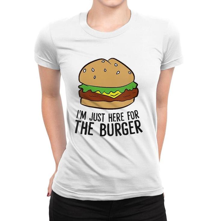 Womens Funny Hamburger Fast Food Im Just Here For The Burger V-Neck Women T-shirt