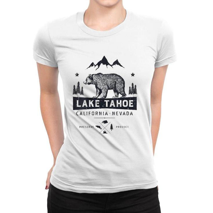 Womens Lake Tahoe National Park California Nevada Vintage Bear Men V-Neck Women T-shirt