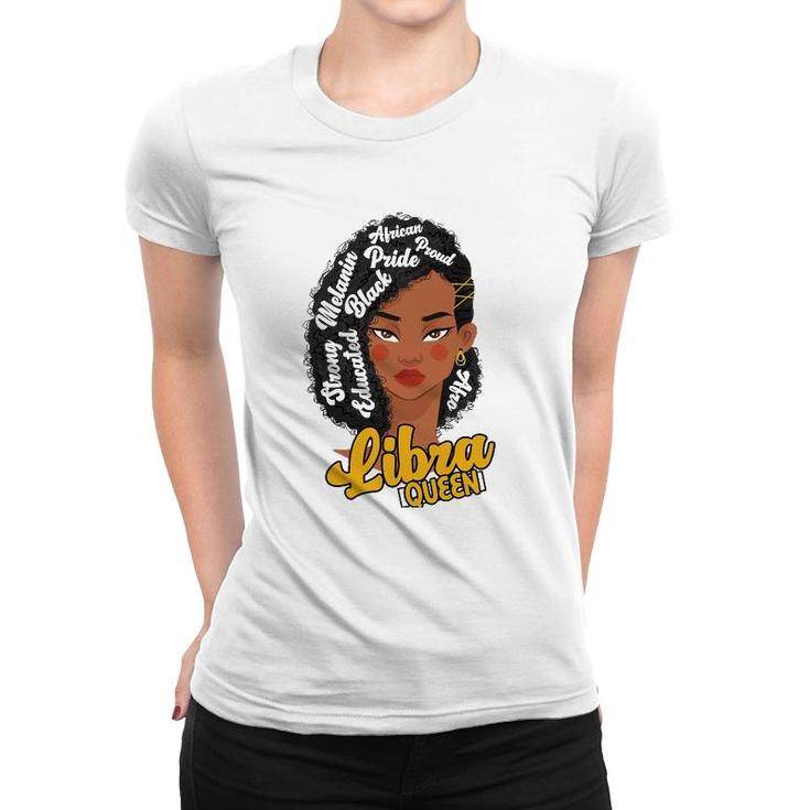 Womens Libra Queen Born In October Gift Birthday  Astrology  Women T-shirt