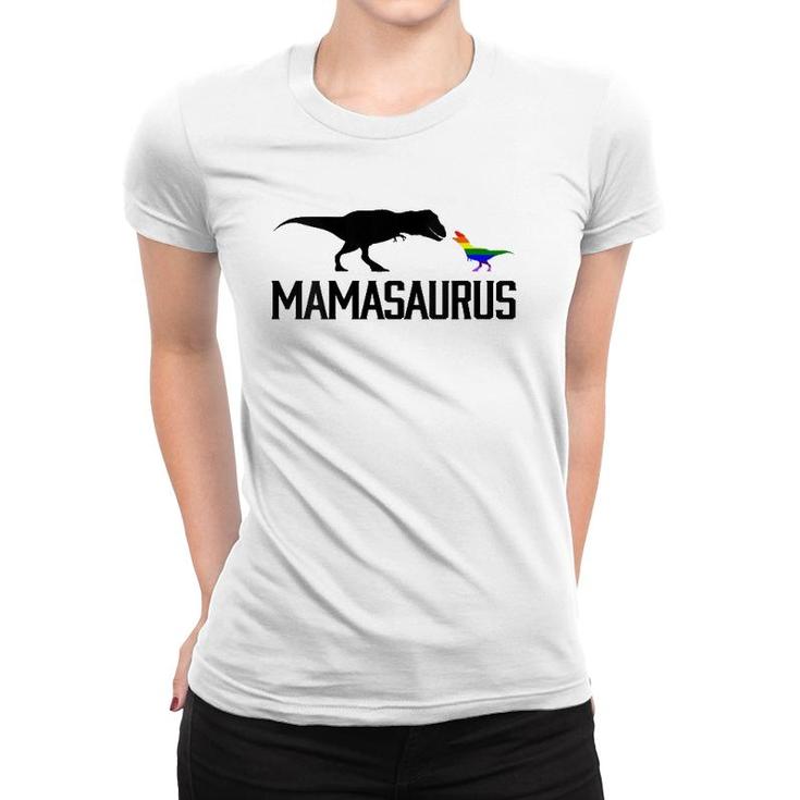 Womens Mamasaurus Lgbt Mom Rainbowrex V-Neck Women T-shirt