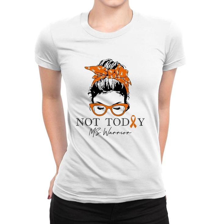 Womens Multiple Sclerosis Awareness Messy Bun Ms Warrior Women T-shirt