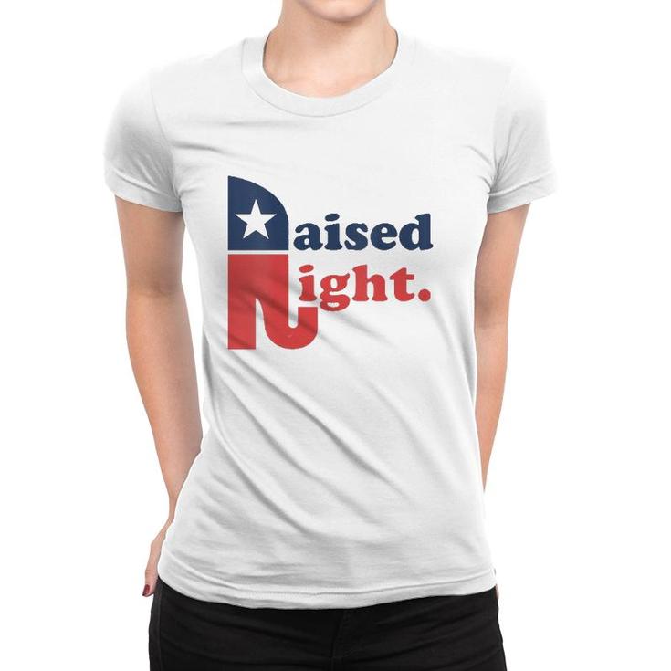 Womens Raised Right Republican Elephant Retro Style Distressed Gift V-Neck Women T-shirt