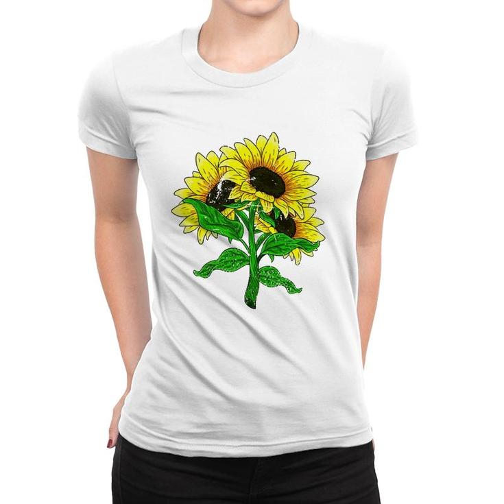 Yellow Flower Florist Floral Blossom Sunshine Sunflower Women T-shirt
