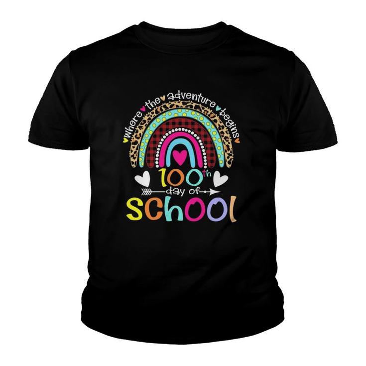 100Th Day Of School Teacher Student 100 Days Smarter Rainbow Youth T-shirt