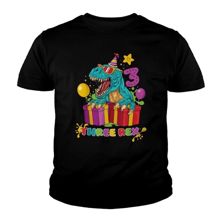 3 Three Rex Dinosaur 3Rd Birthday 3 Year Old For Boy Girl  Youth T-shirt