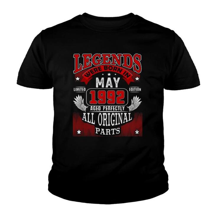 30Th Birthday Tee For Legends Born May 1992 30 Years Old Youth T-shirt