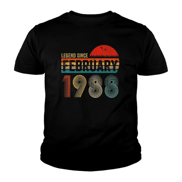 33 Years Old Retro 1988 Birthday Gift Legend Since February 1988  Youth T-shirt