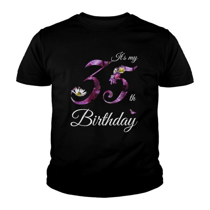 35 Years Old Floral 1986 Its My 35Th Birthday Gift Youth T-shirt
