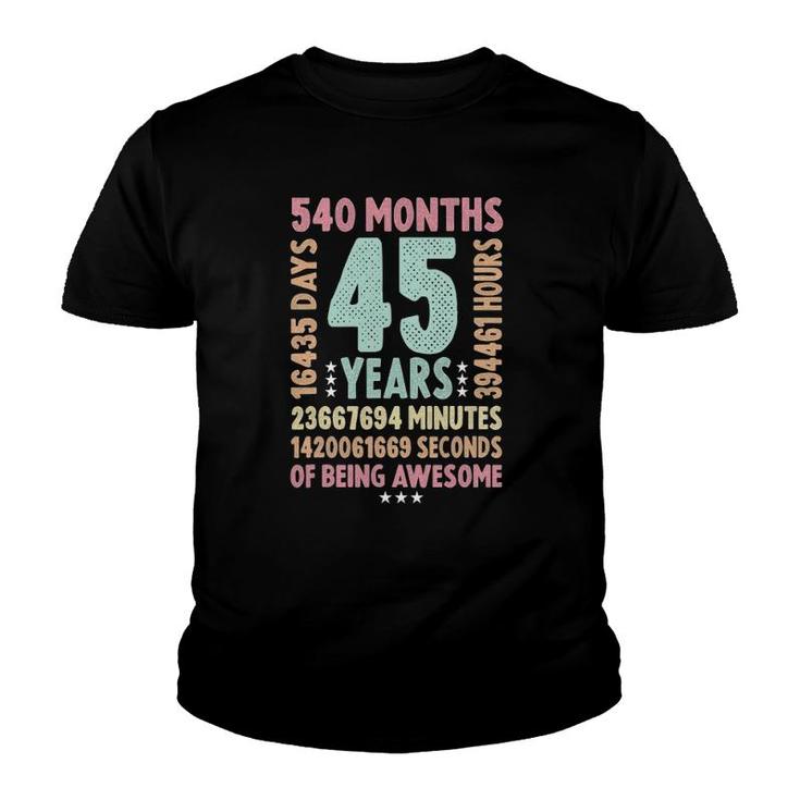 45Th Birthday 45 Years Old Vintage Retro - 45 Yr Old Youth T-shirt