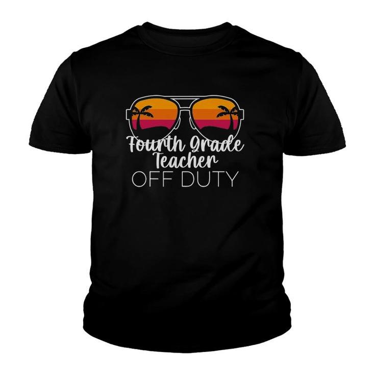 4Th Grade Teacher Off Duty Sunglasses Beach Sunset Youth T-shirt