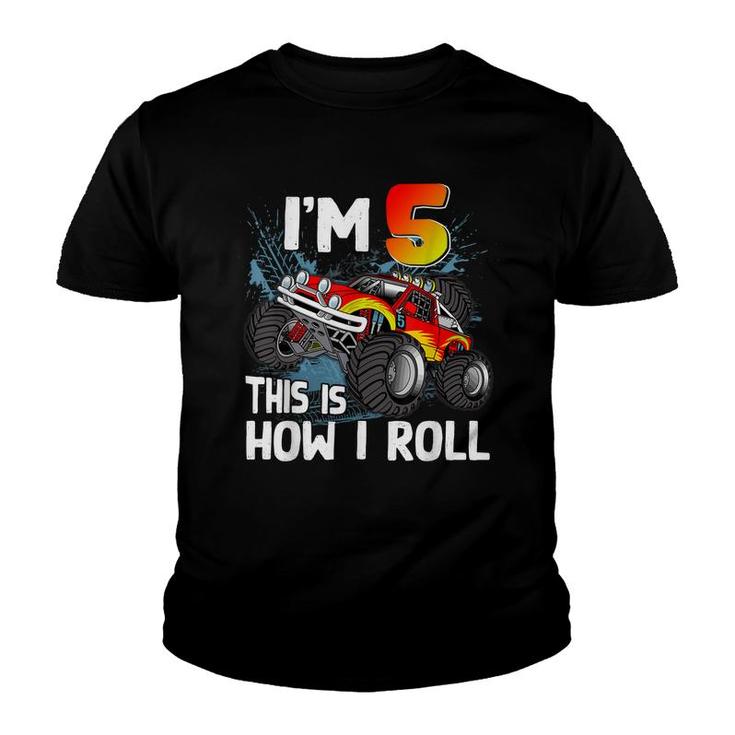 5 Year Old Monster Truck 5Th Birthday Boy Monster Truck Car Youth T-shirt
