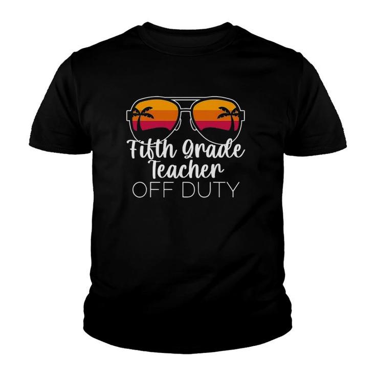 5Th Grade Teacher Off Duty Sunglasses Beach Sunset Youth T-shirt