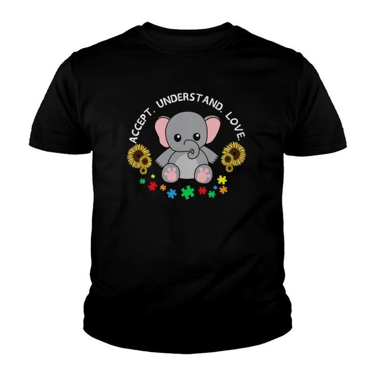 Accept Understand Love Elephant Cool Autism Awareness Gift Youth T-shirt
