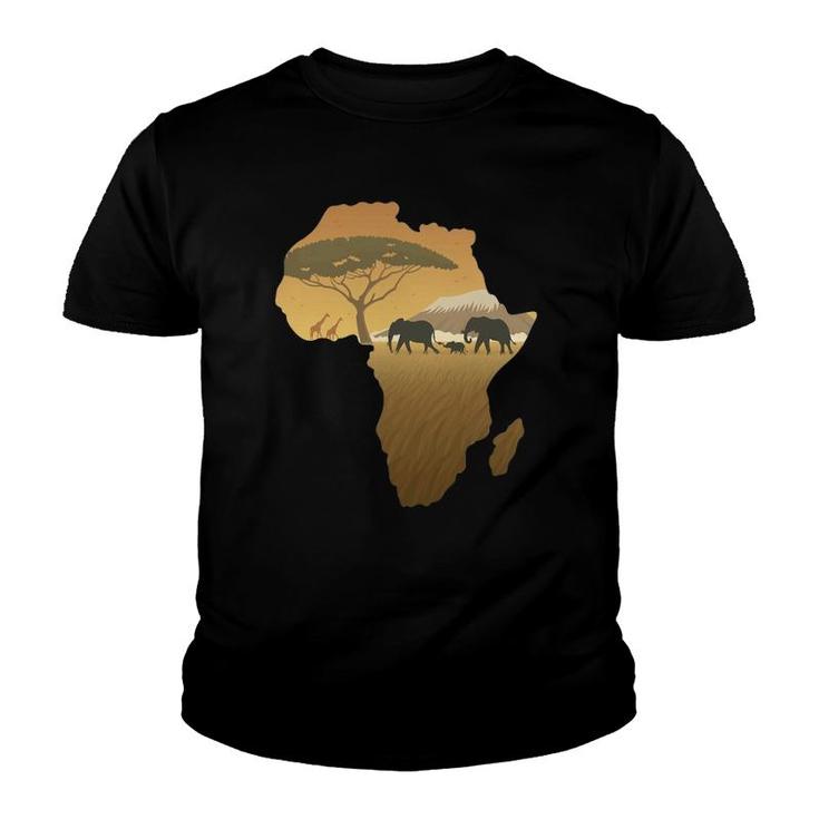 Africa Elephant Map Dad South Animal Big Five Safari Youth T-shirt