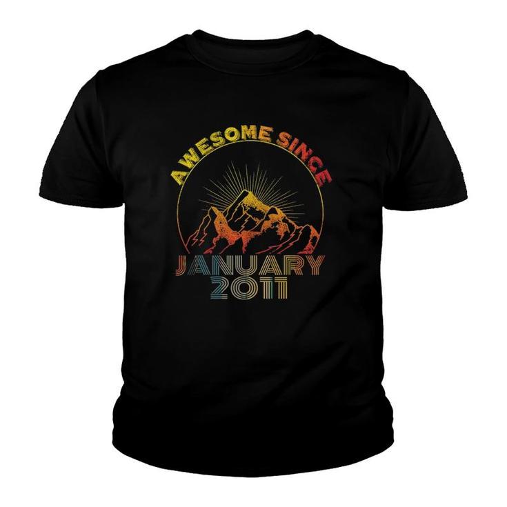 Awesome Since January 2011 11 Years Old 11Th Birthday Youth T-shirt