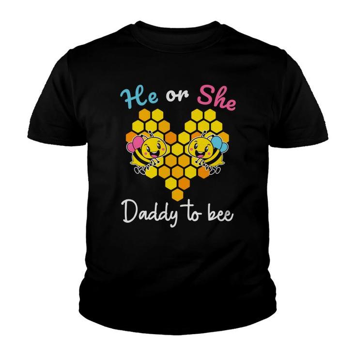 Baby Gender Reveal Party He Or She Daddy To Be Youth T-shirt
