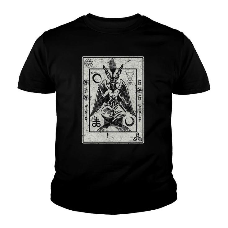 Baphomet Occult Satan Goat Head Devil Tarot Card Design Youth T-shirt