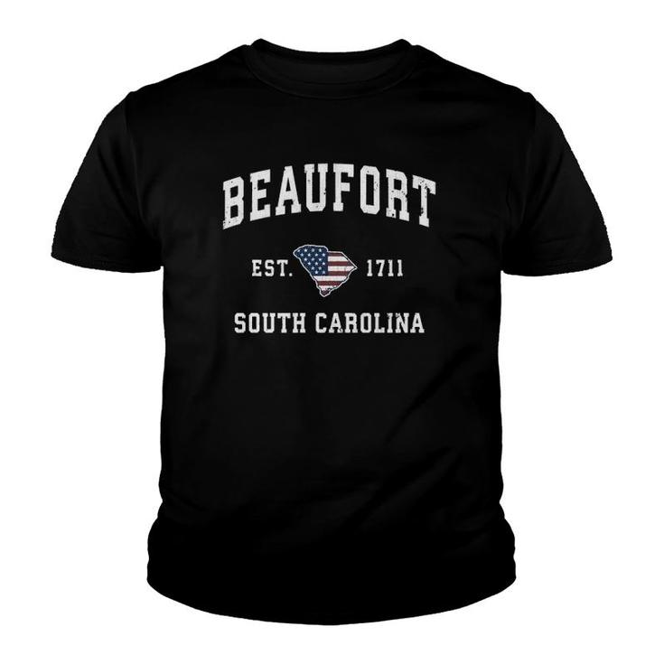 Beaufort South Carolina Sc Vintage American Flag Design  Youth T-shirt