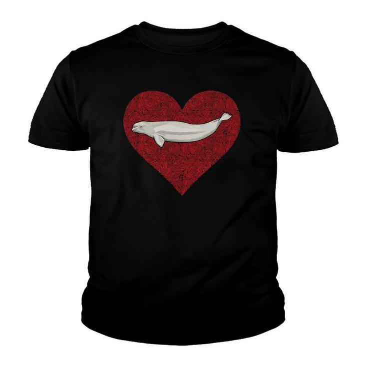 Beluga Whale Valentines Day Love Fingerprint Youth T-shirt
