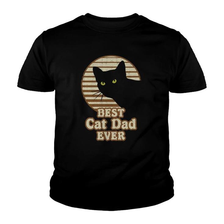 Best Cat Dad Ever Vintage 80S Eighties Style Funny Cat Dad Youth T-shirt