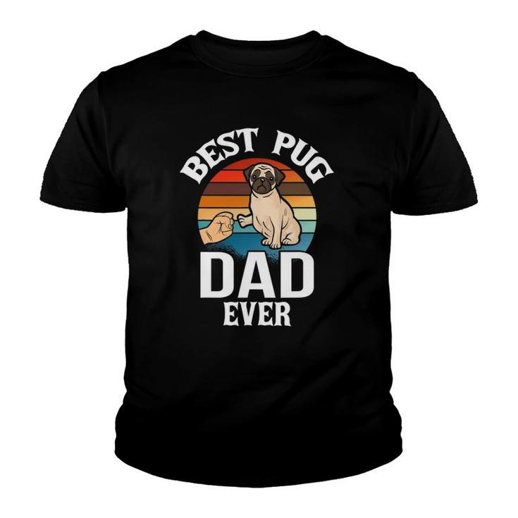 Best Dog Dad Ever Pug Retro Vintage Youth T-shirt
