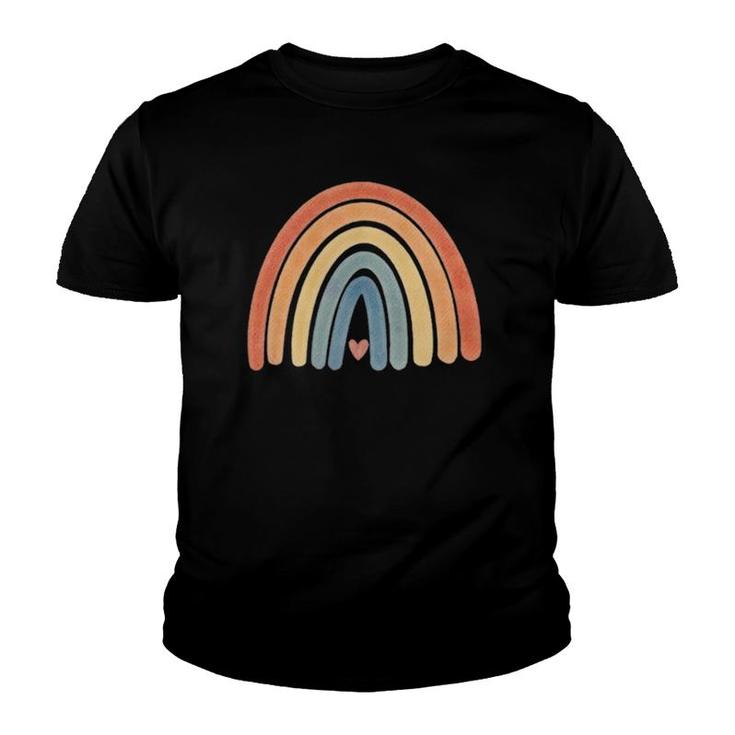 Boho Rainbow Minimal Retro Stripes Earthy Tan Vintage Art Youth T-shirt