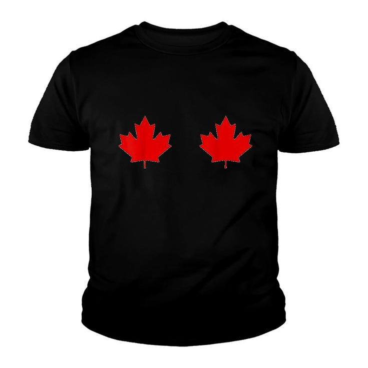 Boobs Maple Leaf Canada Day  Canadian Flag Cool Gift Idea Youth T-shirt