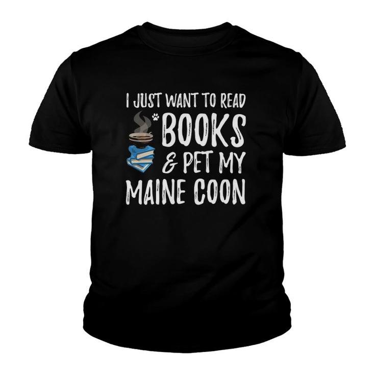 Books And Maine Coon  Funny Cat Mom Or Cat Dad Gift Youth T-shirt
