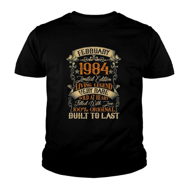 Born In February 1984 Vintage 38 Years Old 38Th Birthday Youth T-shirt