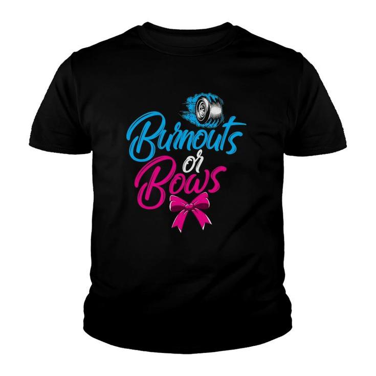 Burnouts Or Bows Gender Reveal Party Baby Shower Youth T-shirt