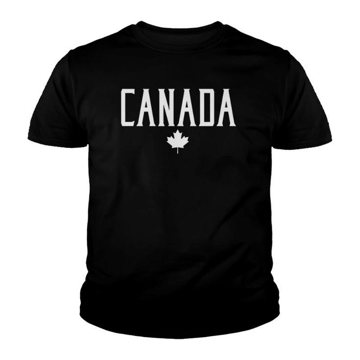 Canada Maple Leaf Vintage Text Red With White Print Youth T-shirt