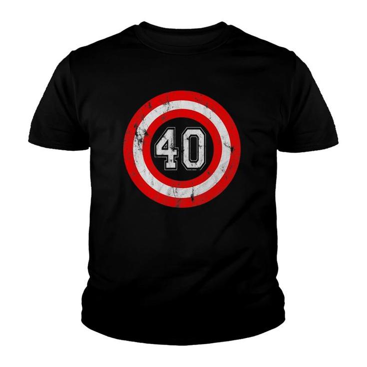 Captain 40 Years Old Birthday Party Funny Shield Youth T-shirt