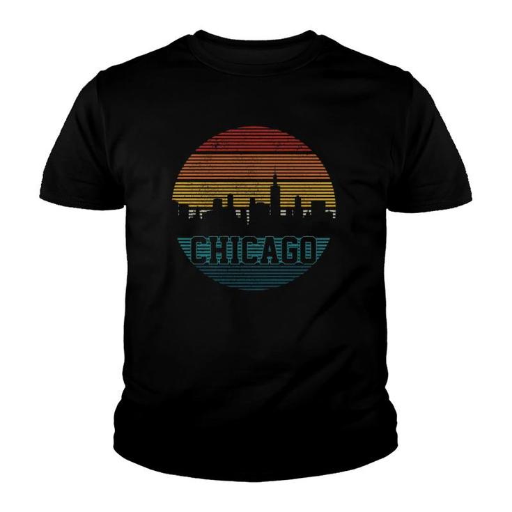 Chicago Skyline Vintage Retro Illinois Pride Gift  Youth T-shirt