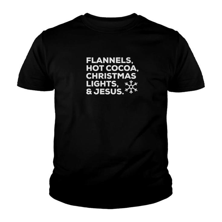 Christmas Flannels Hot Cocoa Christmas Lights An Jesus Youth T-shirt