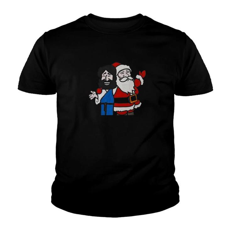 Christmas Heroes Jesus And Santa Claus Youth T-shirt